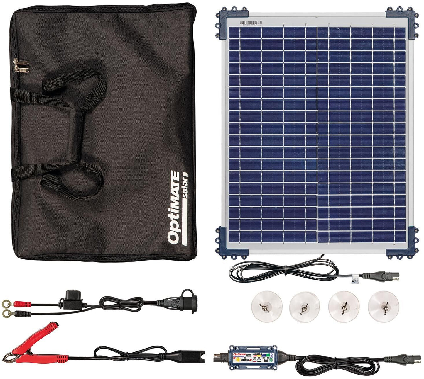 Caricatore della batteria Tecmate Optate Solar Duo 20W Kit da viaggio. Optato Caricatore Solar Duo 20W