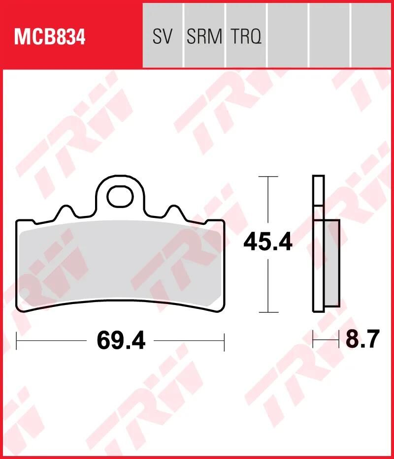 Trw Frake Pad MCB 834 SV Sinterato Metal