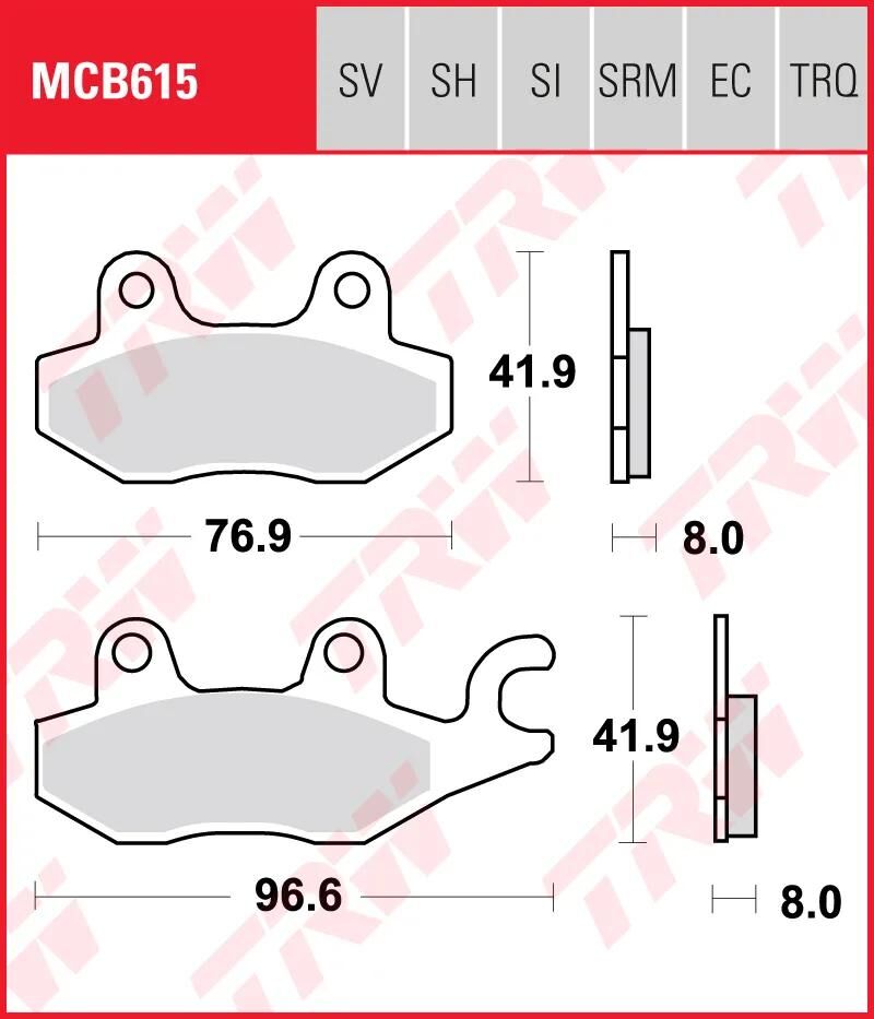 Trw Brake Pad MCB 615 SI Sinterited Metal