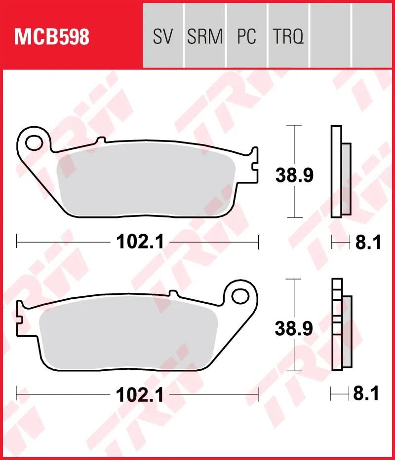 TRW Brake Pad MCB 598 Organic Standard