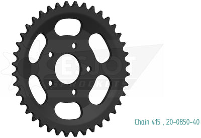Esjot achtertandwiel 0850 chain wheel 415 40z steel black