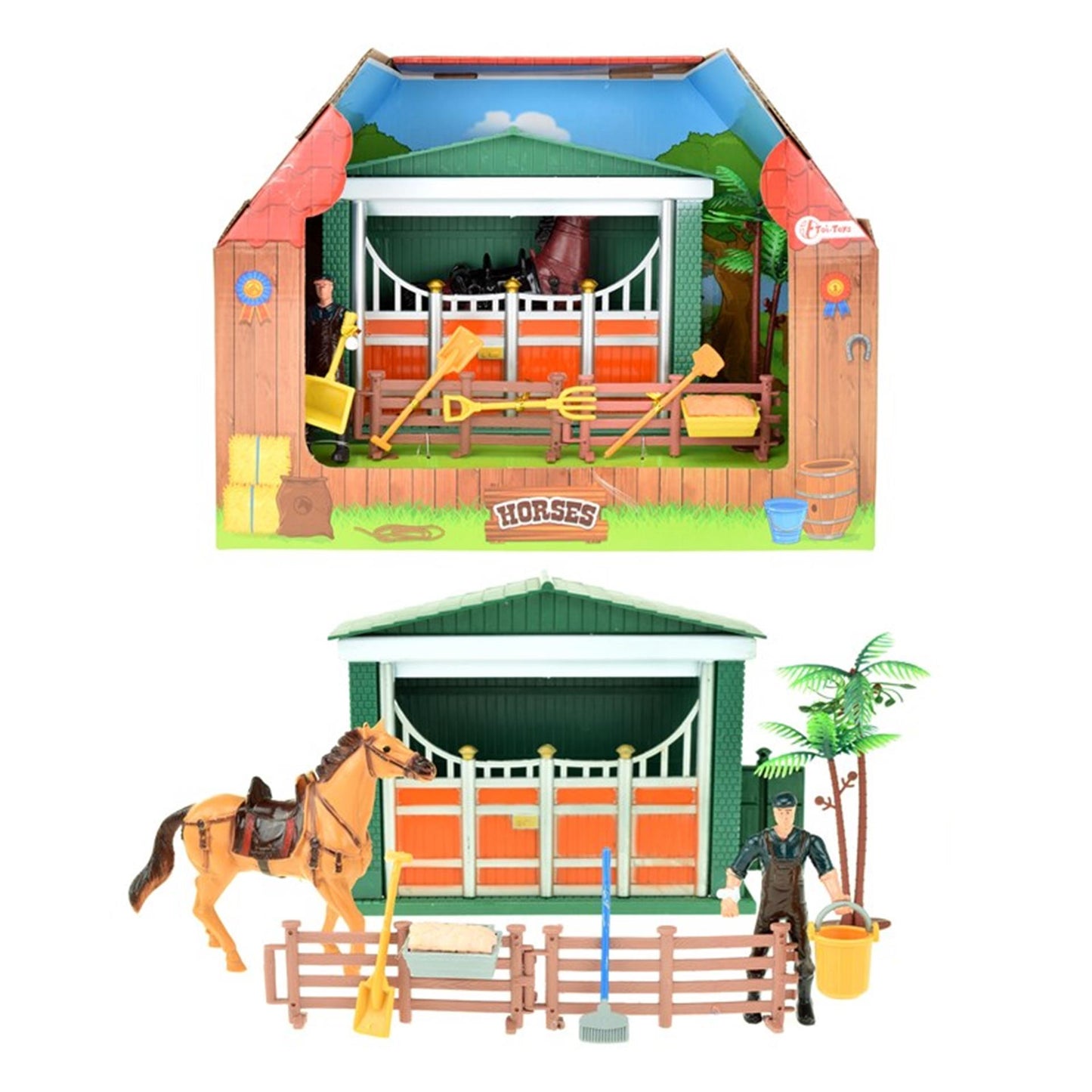Toi-toys toi juguetes establo de caballos con cuidador
