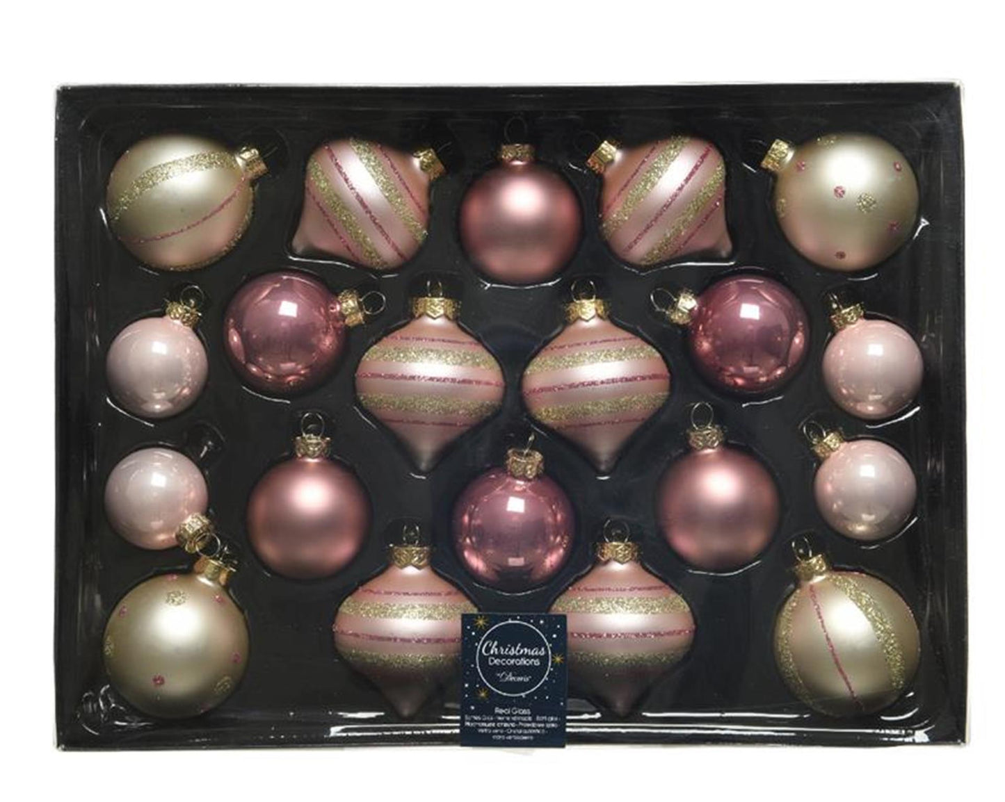 Decoris Juego de bolas navideñas de cristal 20 piezas rosa de lujo
