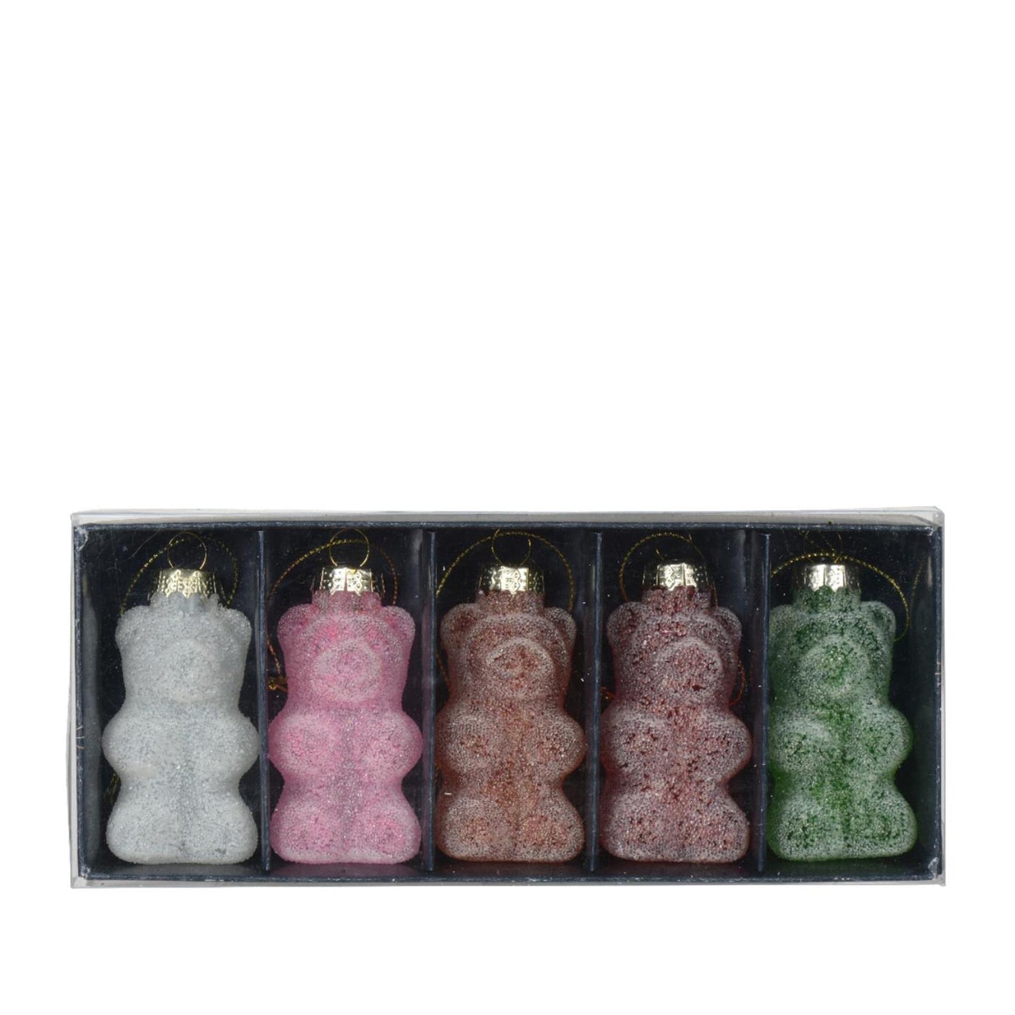 Decoris colgante navideño osito de goma cristal 8cm 5 piezas