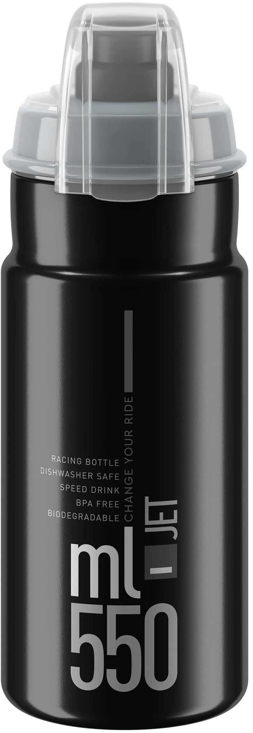 Elite bidon jet plus bottle jet plus 550ml black grey with cap