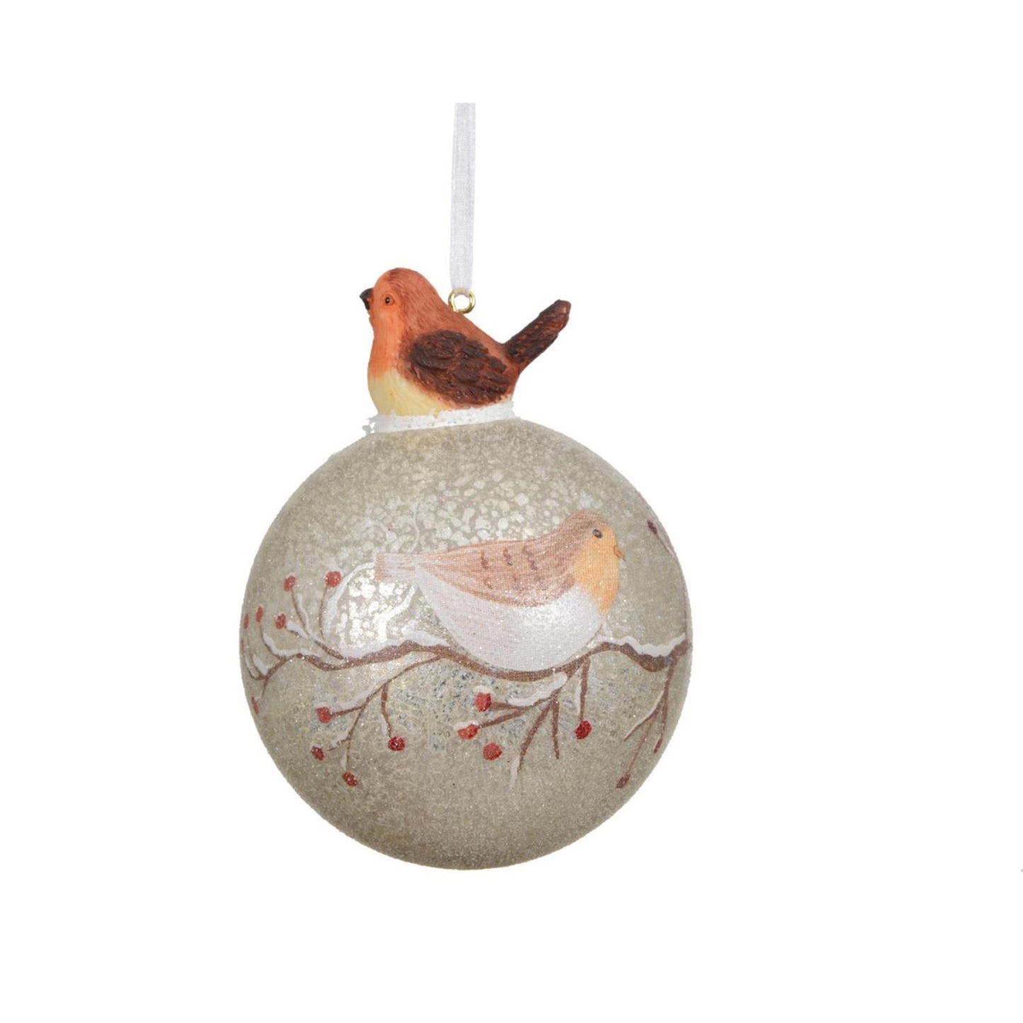 Decoris pallina di Natale con uccellino in vetro ø8cm
