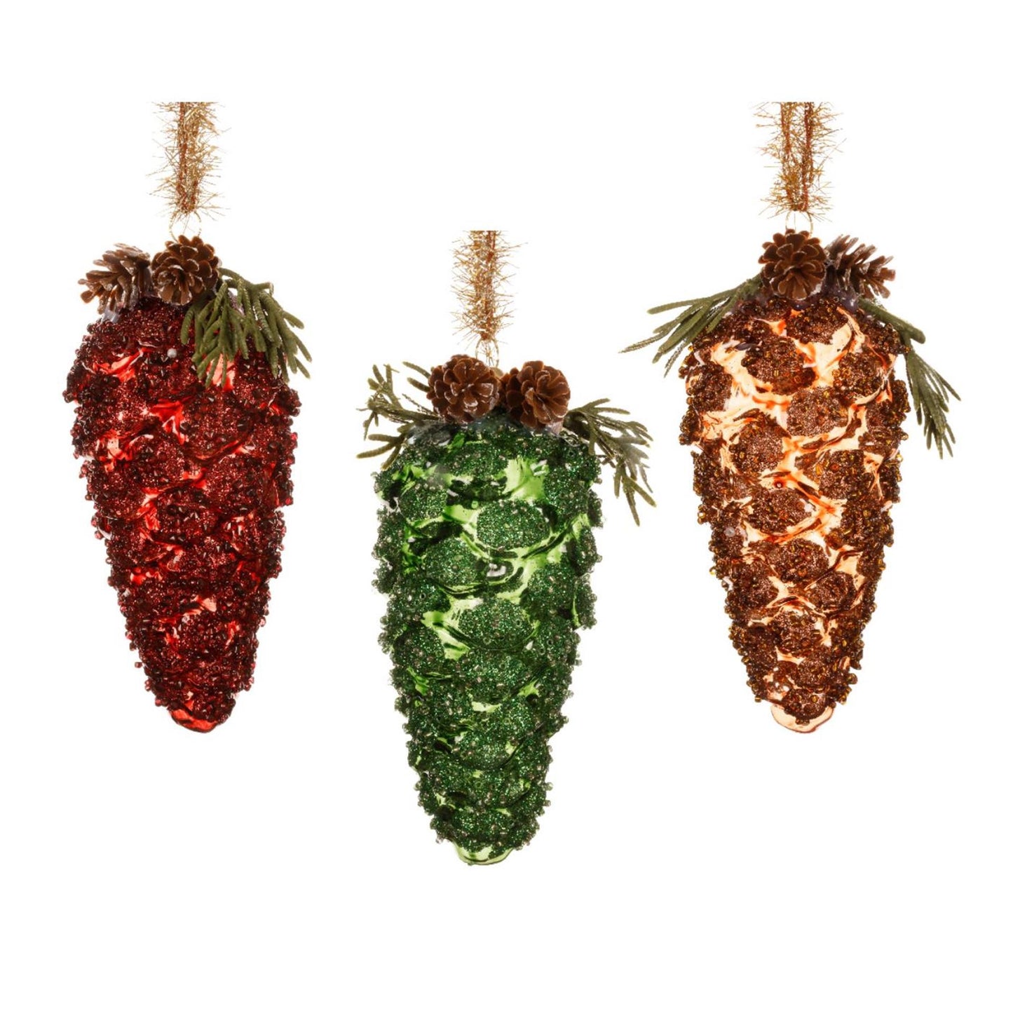 Decoris Natale pendente pigna in vetro ø6xh12,5cm