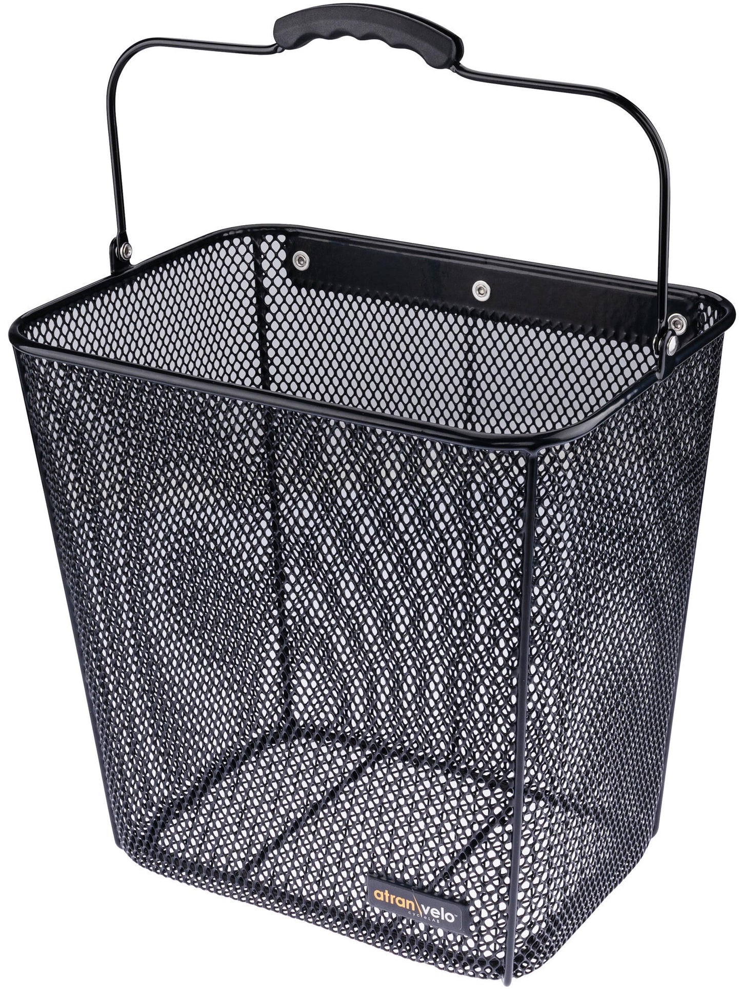 Cesta para bicicleta Atranvelo, frontal lado diario fr.cesto lado diario negro