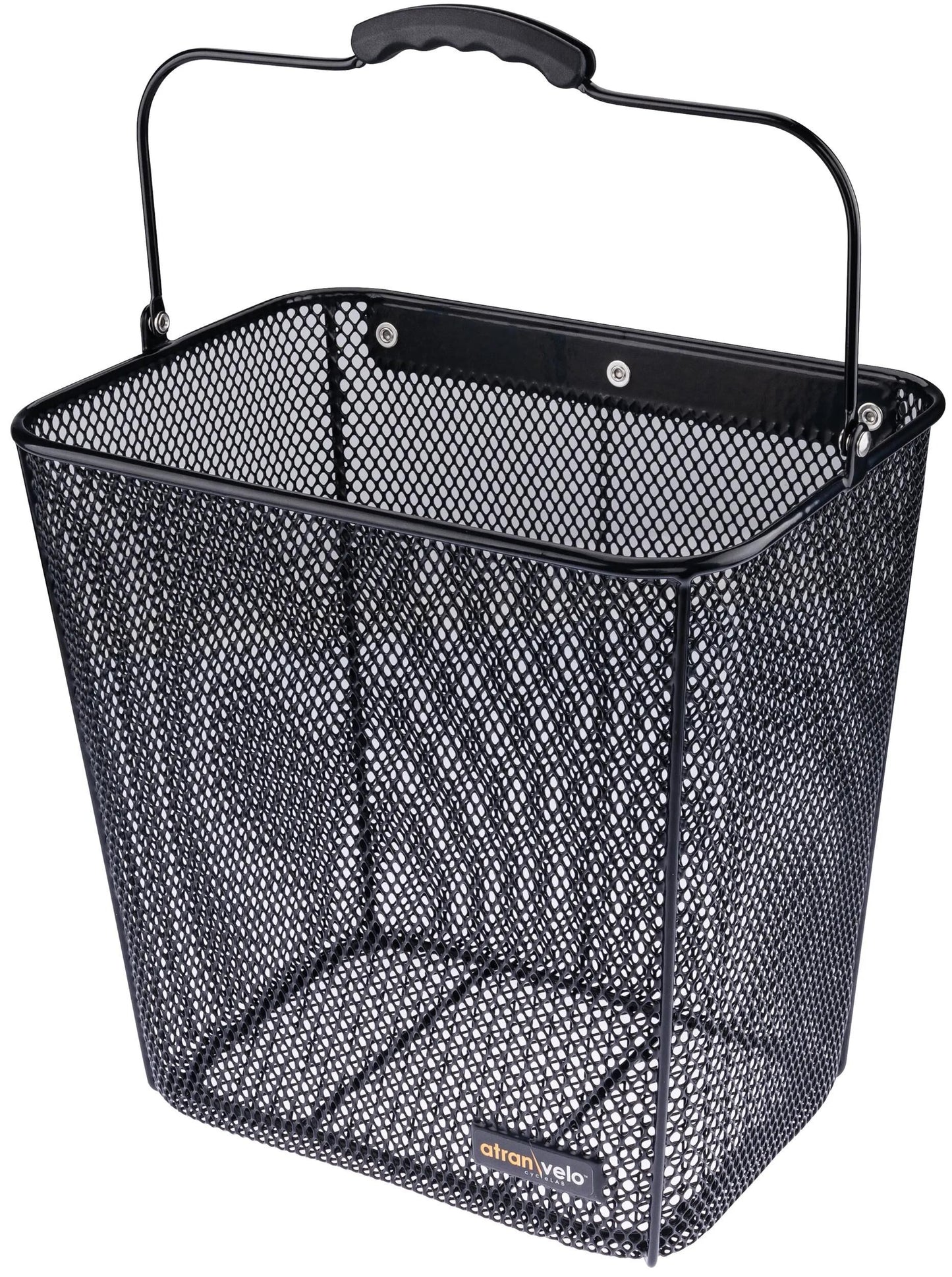 Cesta para bicicleta Atranvelo, frontal lado diario fr.cesto lado diario negro