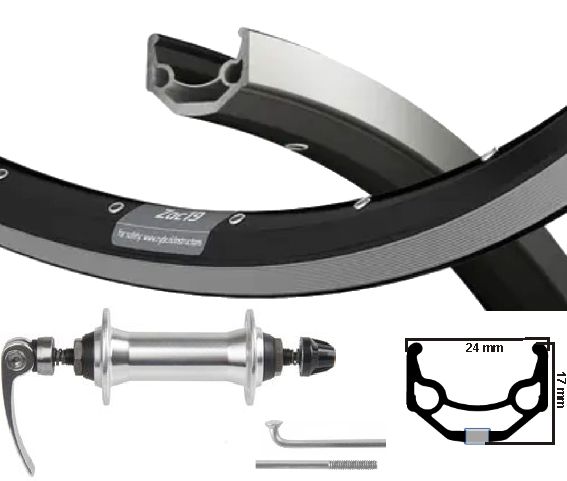 Ruota anteriore kgs 28 pollici (622) Hub di guasto in argento nero ZAC19