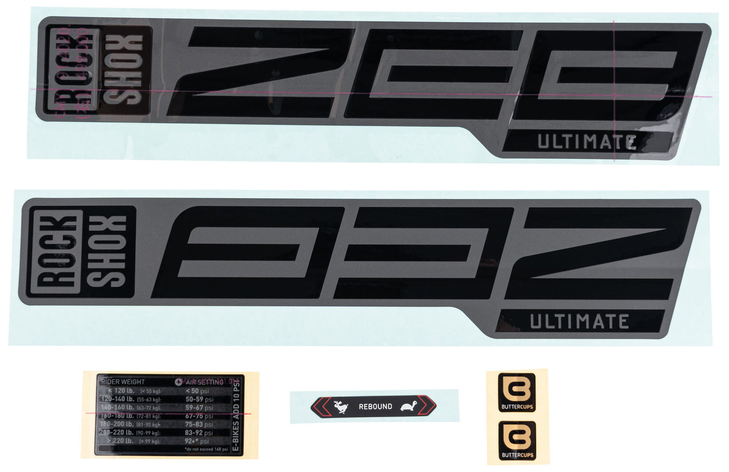 Rockshox Decal Set RS Black 27 29 F. Black Dipping R.
