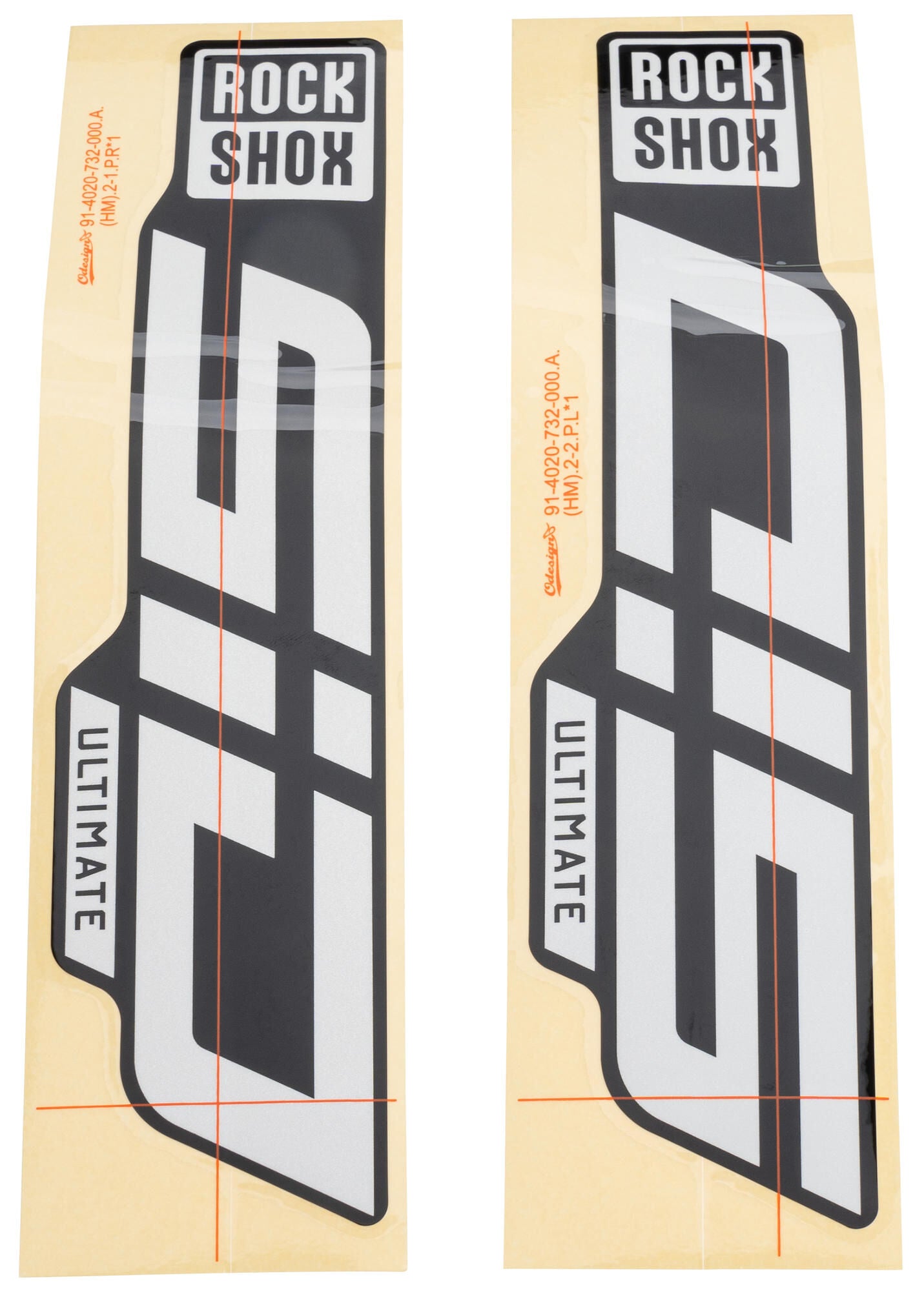 Rockshox decor set decal set rs blanco brillante para controles deslizantes negros
