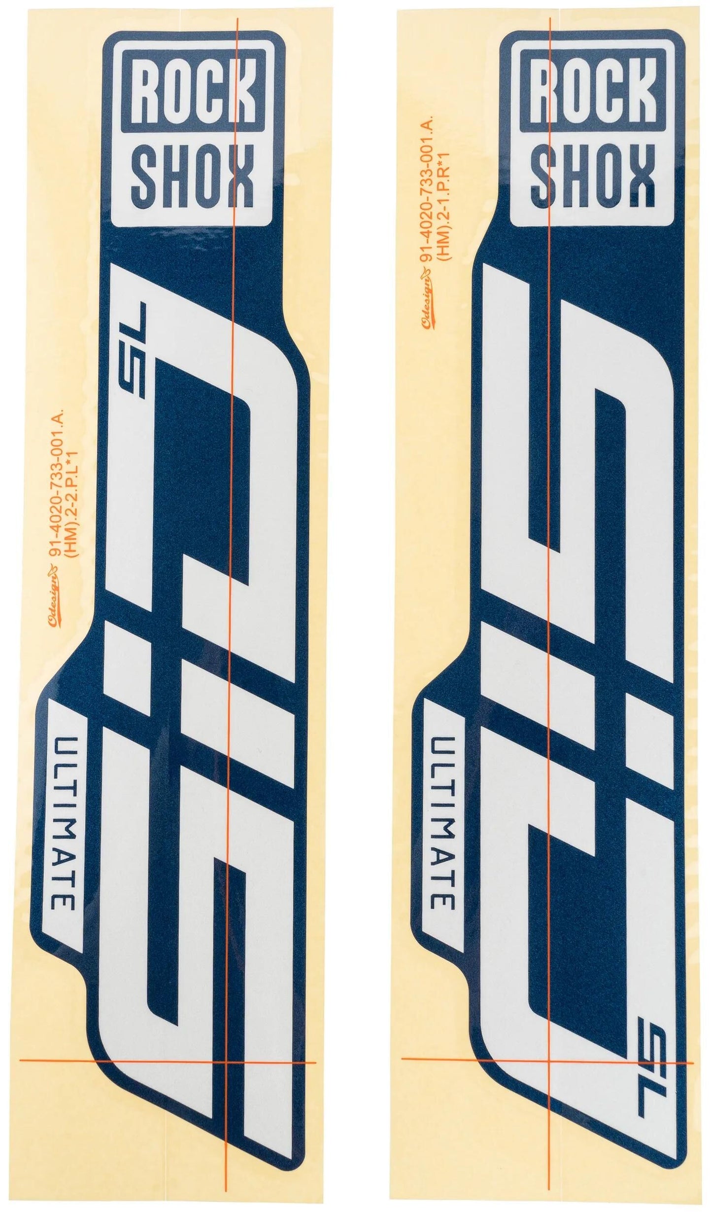 Rockshox Decal Set Rs White lucido per cursori blu