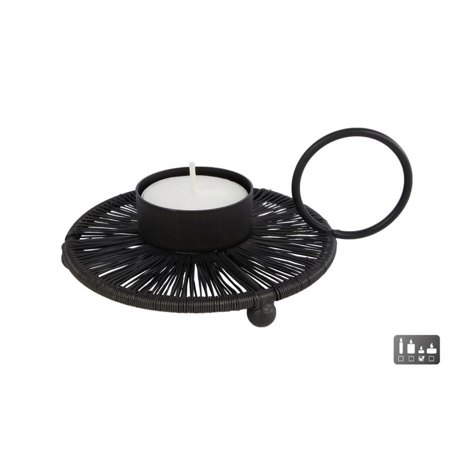 Regalos Amsterdam Gifts Amsterdam Talight Soporter Cable l Black Metal 14x11x4cm