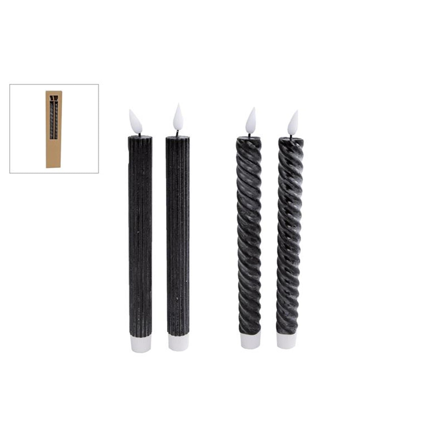 Luz de movimiento del LED de velas con un temporizador negro 2 piezas