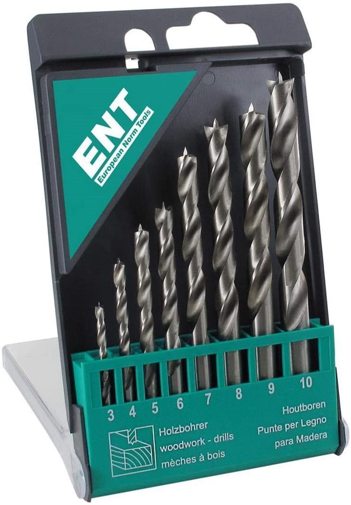 Injerto duradrill 8uds. Juego de brocas para madera de 3-10 mm, tamaños completos - 7909248