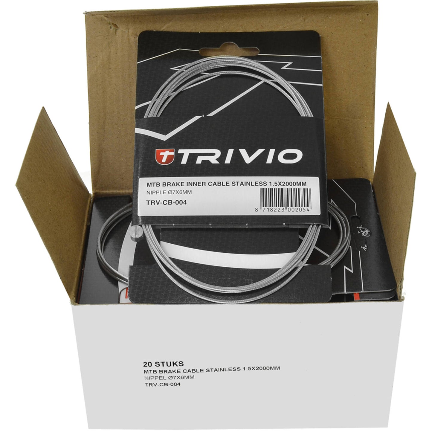 Trivio - Cable interior freno MTB acero inoxidable 1,5x2000mm - 20 uds.