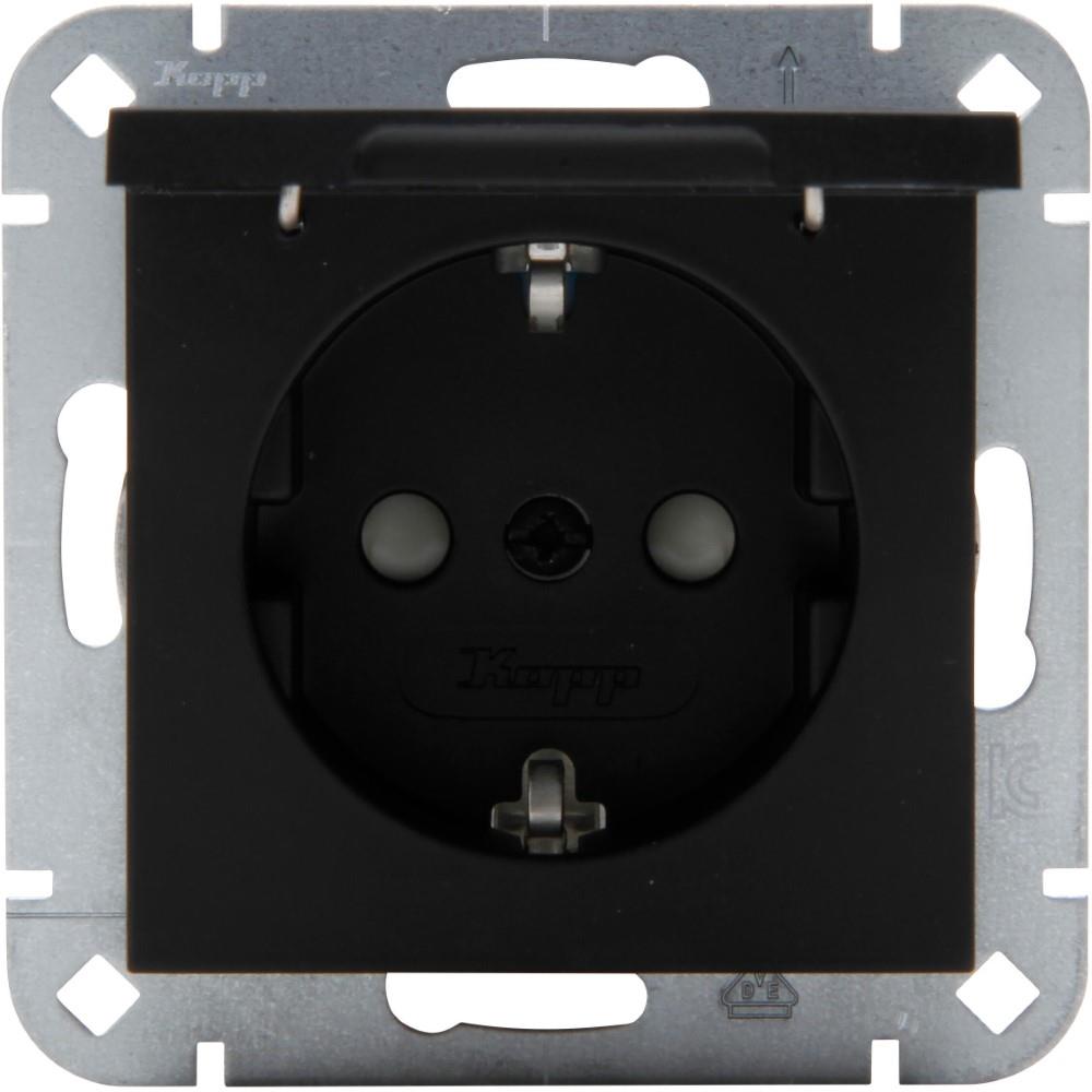 Kopp hk07 enchufe empotrado ra negro mate puro con tapa + seguro para niños - 4624650