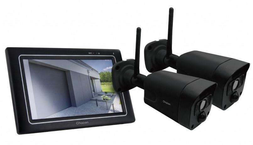 Set di sorveglianza wireless Chacon con display + 2 telecamere WiFi da esterno - 7900025