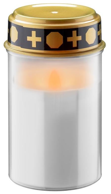 Lampada funebre Enzo LED | 12 cm con timer | bianco (escl. batteria 2xc) | luce commemorativa | luce tombale | luce da lutto - 5099412