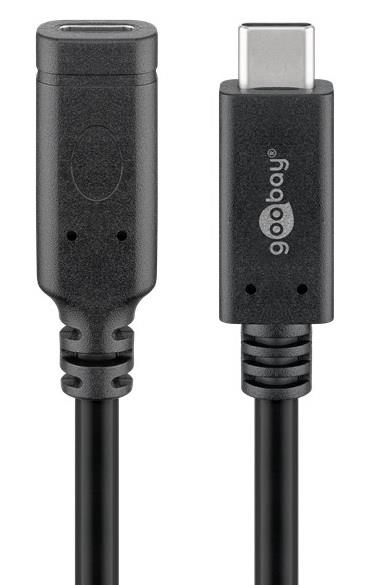 Ngk goobay usb-c macho - usb-c hembra disponible | 1m negro - 9550230
