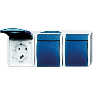 Presa da parete Busch Jaeger SWD RA a 3 vie orizzontale blu - 4696060