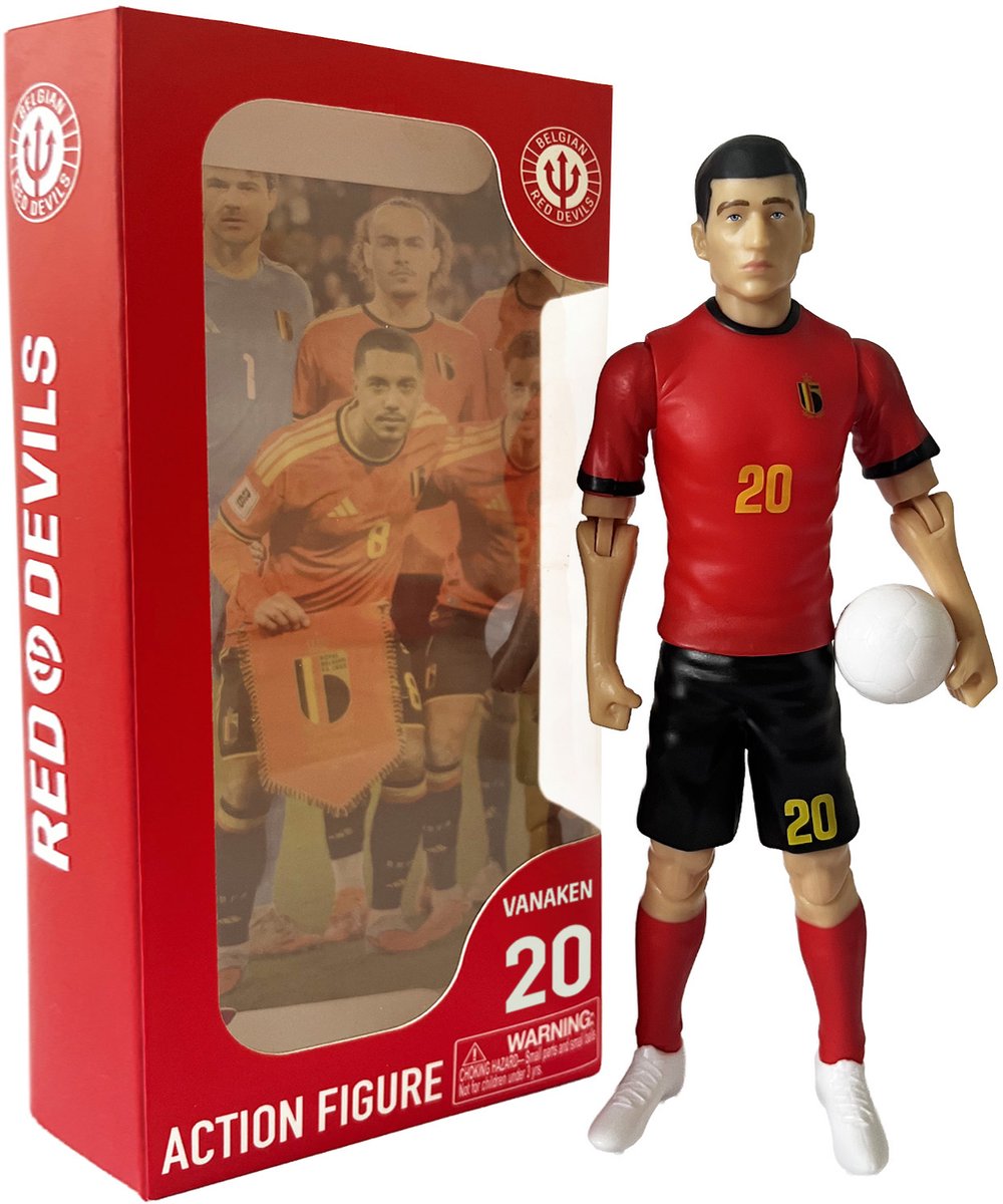 Megableu action figure red diavoli - hans vanaken - bambola da calcio con arti mobili - merce ufficiale