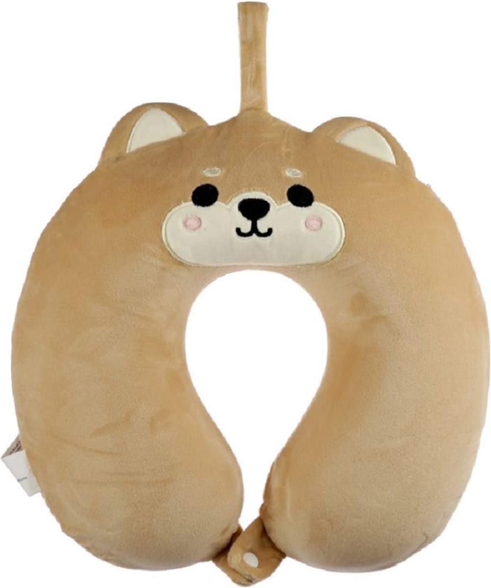 Puckator - relaxeazzz hond pluche memory foam reiskussen - hond - beige - 29x33x8 cm