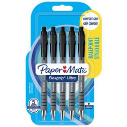 Penna a sfera Papermate flexgrip ultra nera media 0,5 mm 5 pezzi