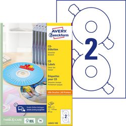 Etichette per CD avery zweckform l6043-100 bianco 200 pezzi