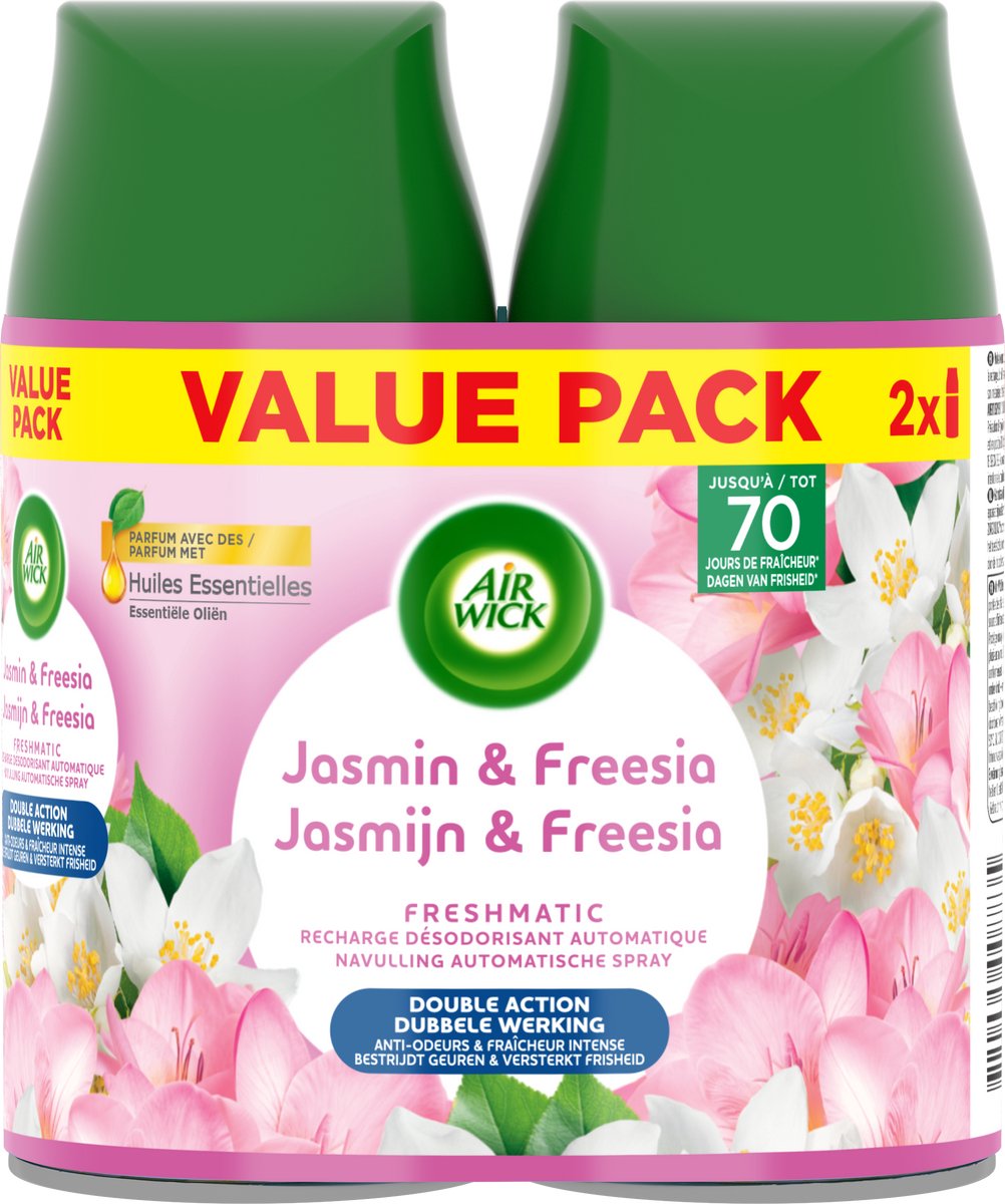 Air wick freshmatic navulling automatische spray jasmijn freesia 2x250ml
