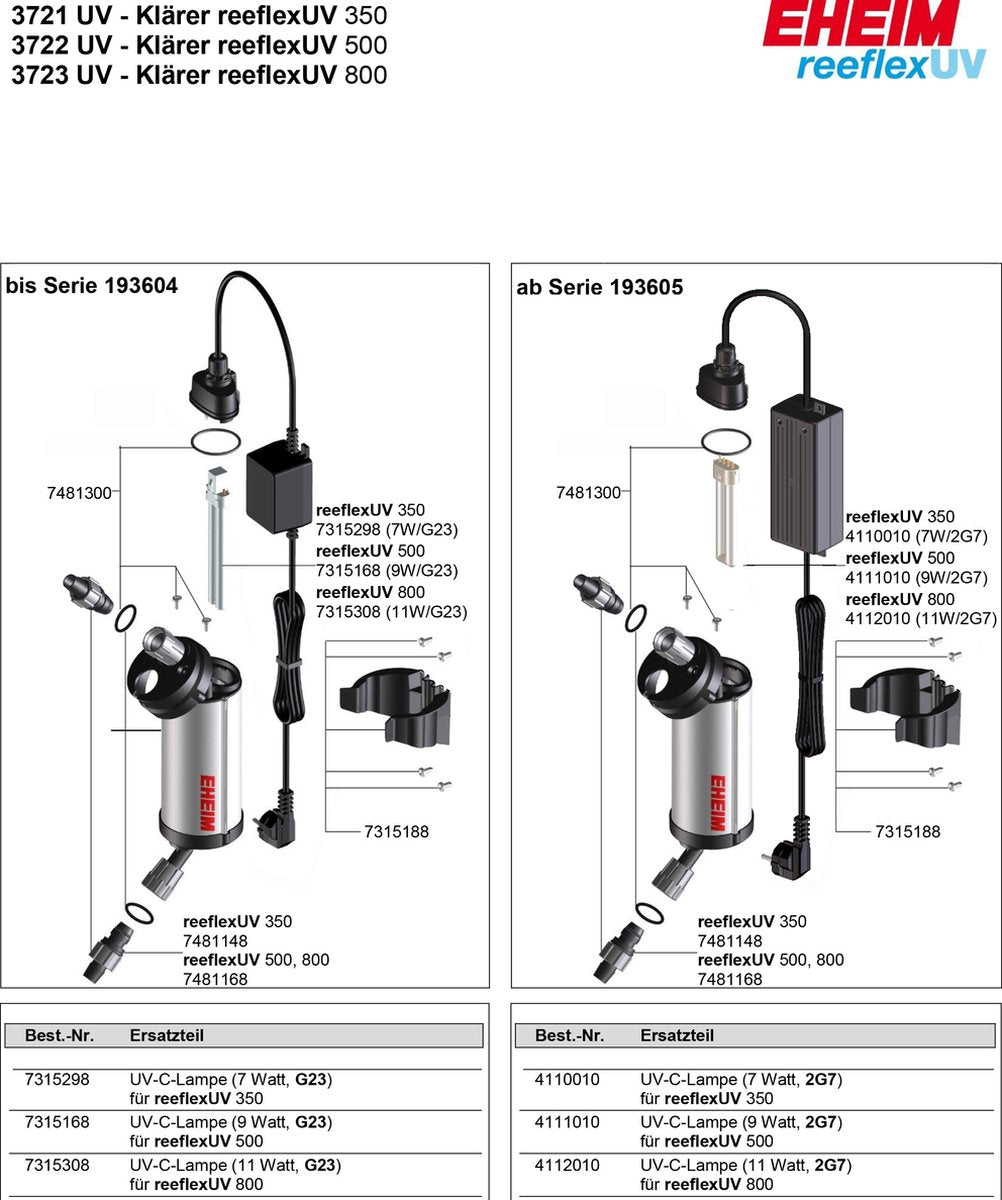 Eheim reeflex uv spare lamp - uv filter vervangingslamp