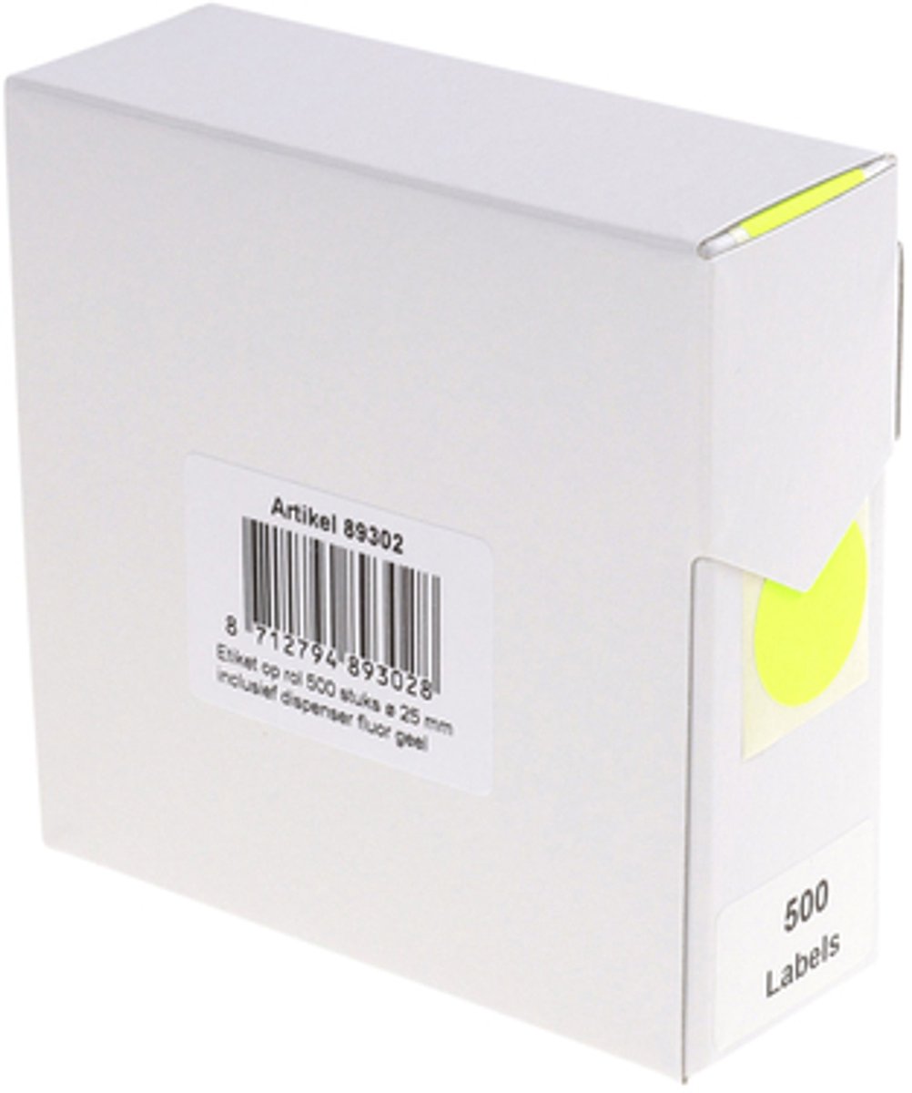 Etiqueta Rillprint 25mm 500uds en rollo amarillo fluorescente