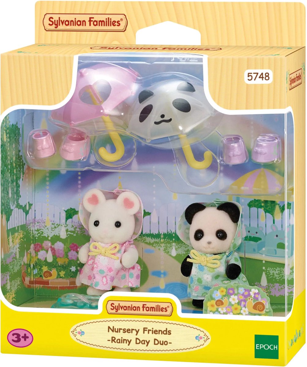 Sylvanian Families 5748 duo di amici per bambini Rainy Day - incluse 2 morbide figure di gioco vellutate