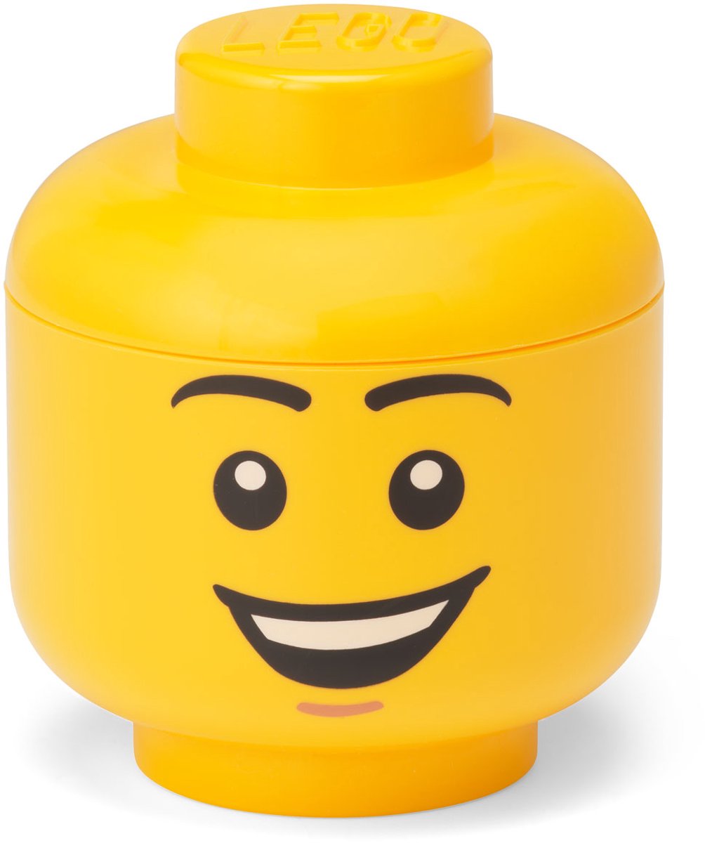 Lego opbergbox, opbergdoos, mini, 10 cm, hoofd, happy boy -