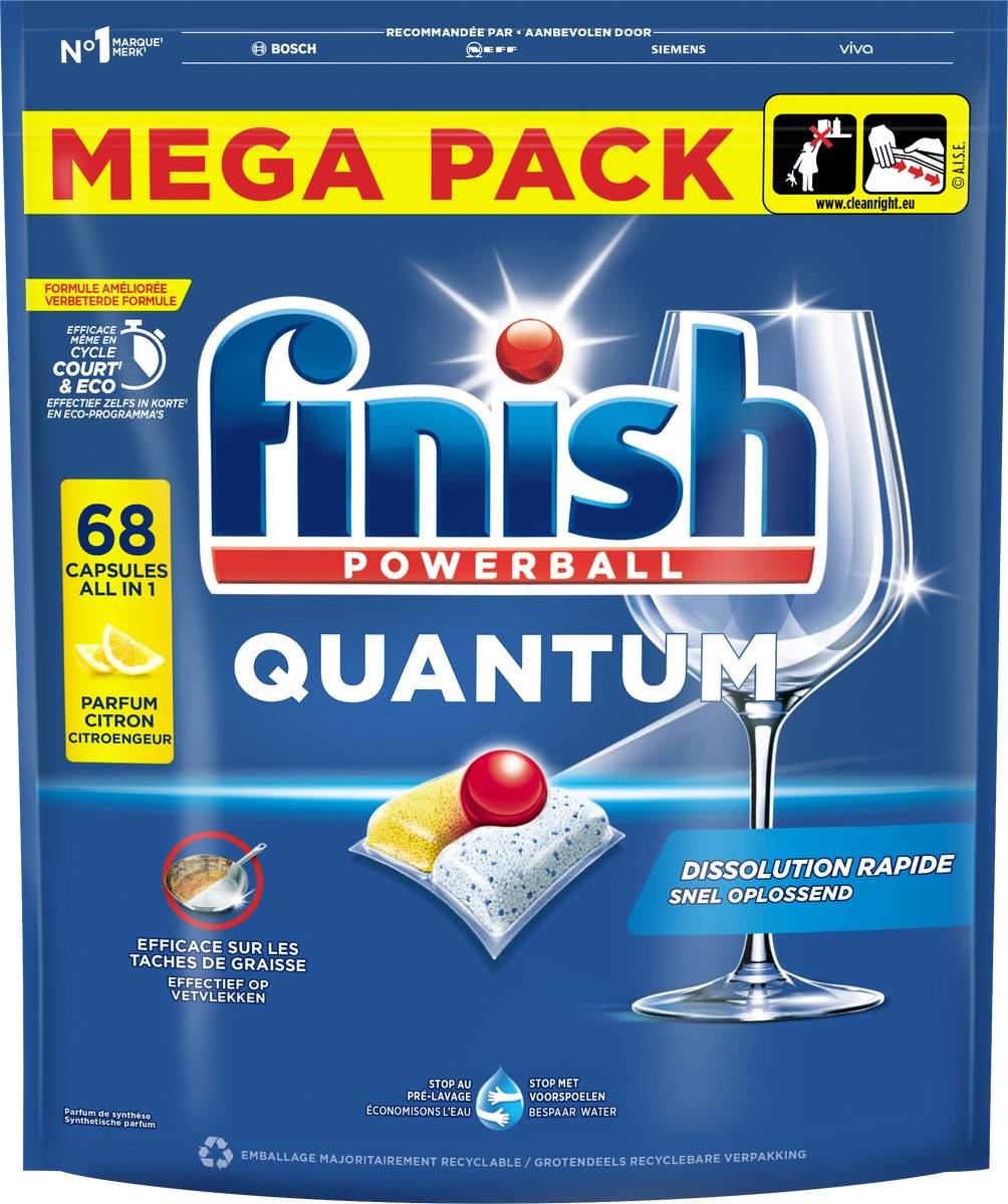 Compresse per lavastoviglie Finish quantum lemon - 68 capsule