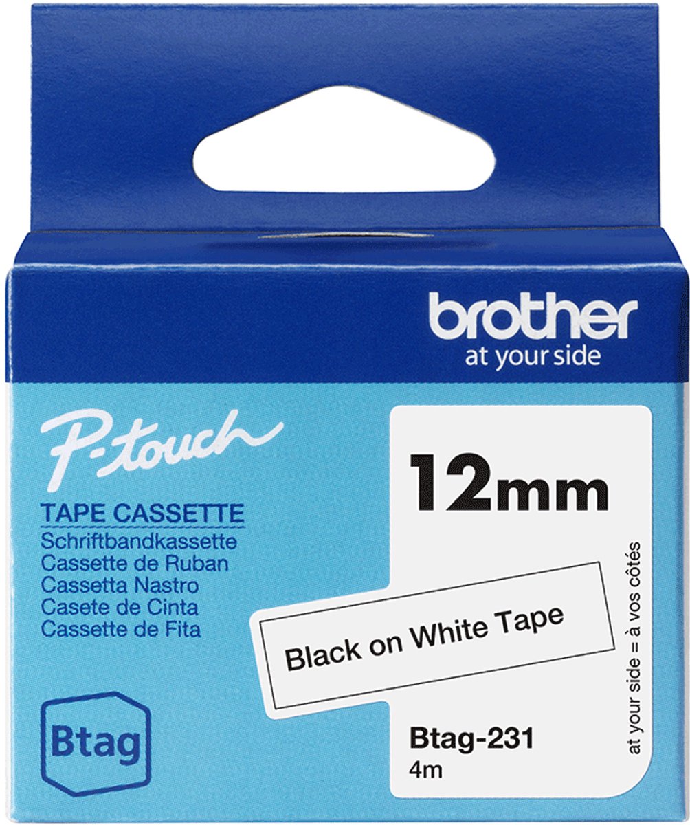 Nastro per etichette Brother btag-231 nero su bianco – larghezza 12 mm
