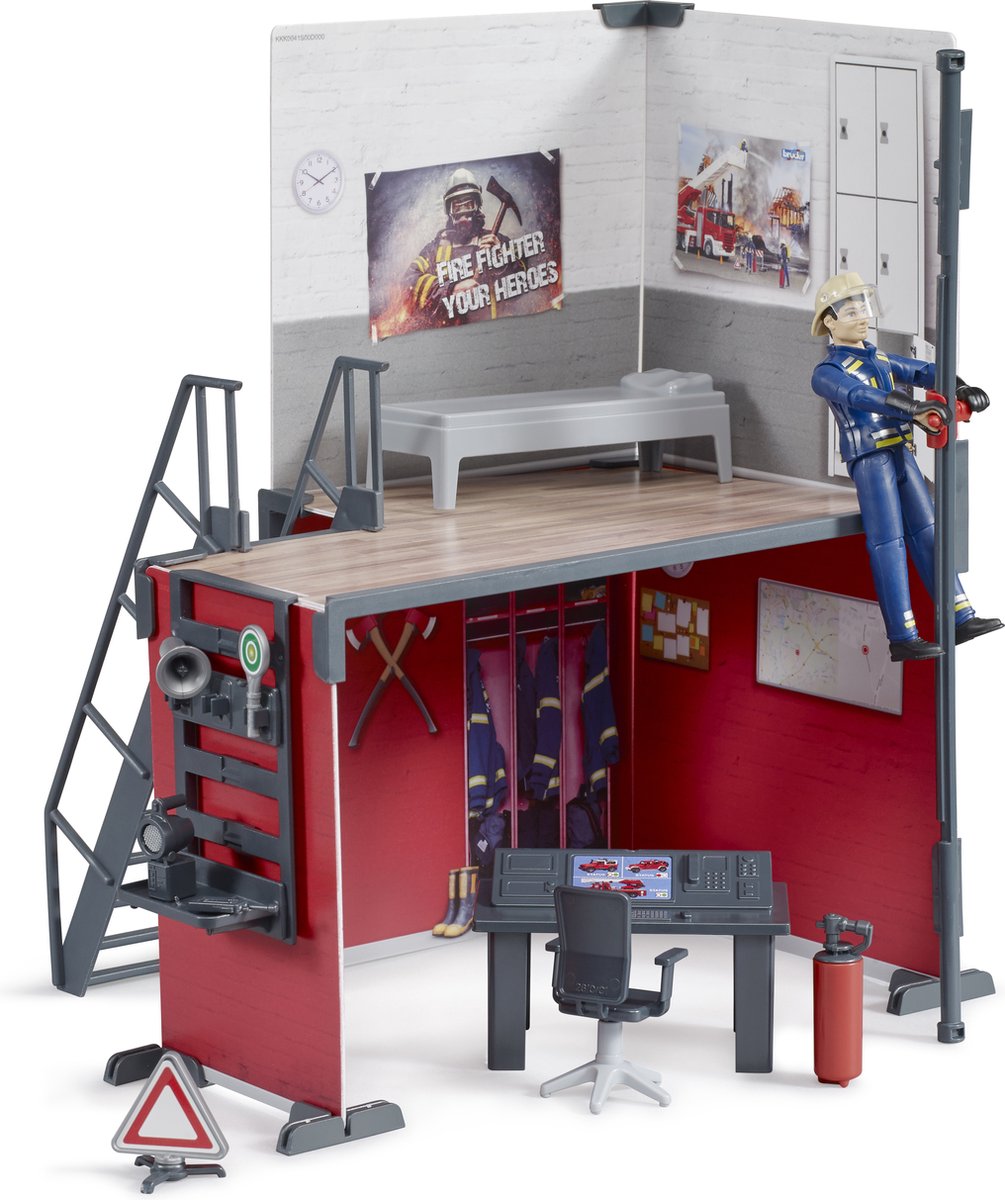 Bruder Bworld Brandweerkazerne con pompiere 62702