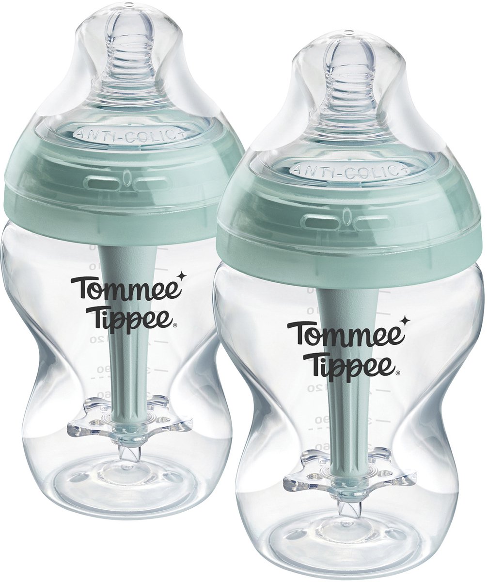 Biberon anti-coliche avanzati Tommee Tippee - set di 2 biberon da 260 ml - flusso basso - 0 mesi+