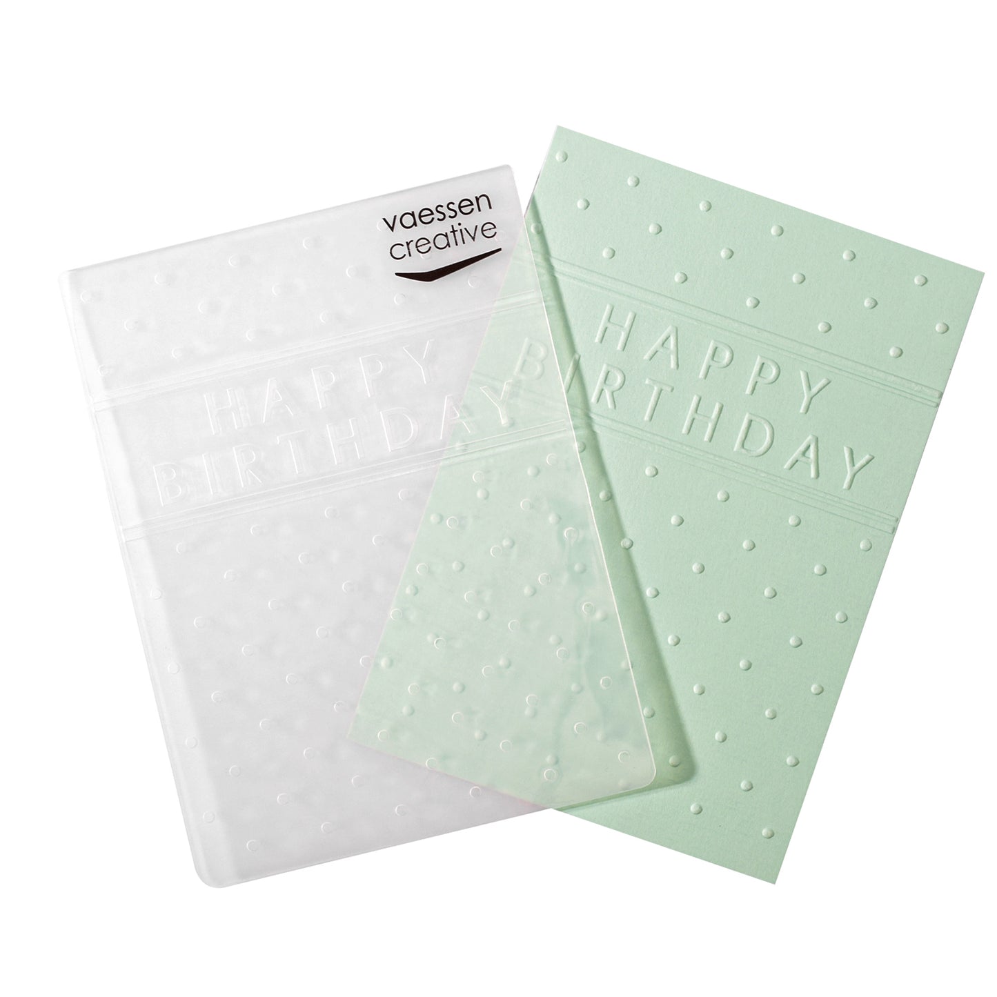 Vaessen creative • cartella per goffratura Happy Birthday con pois