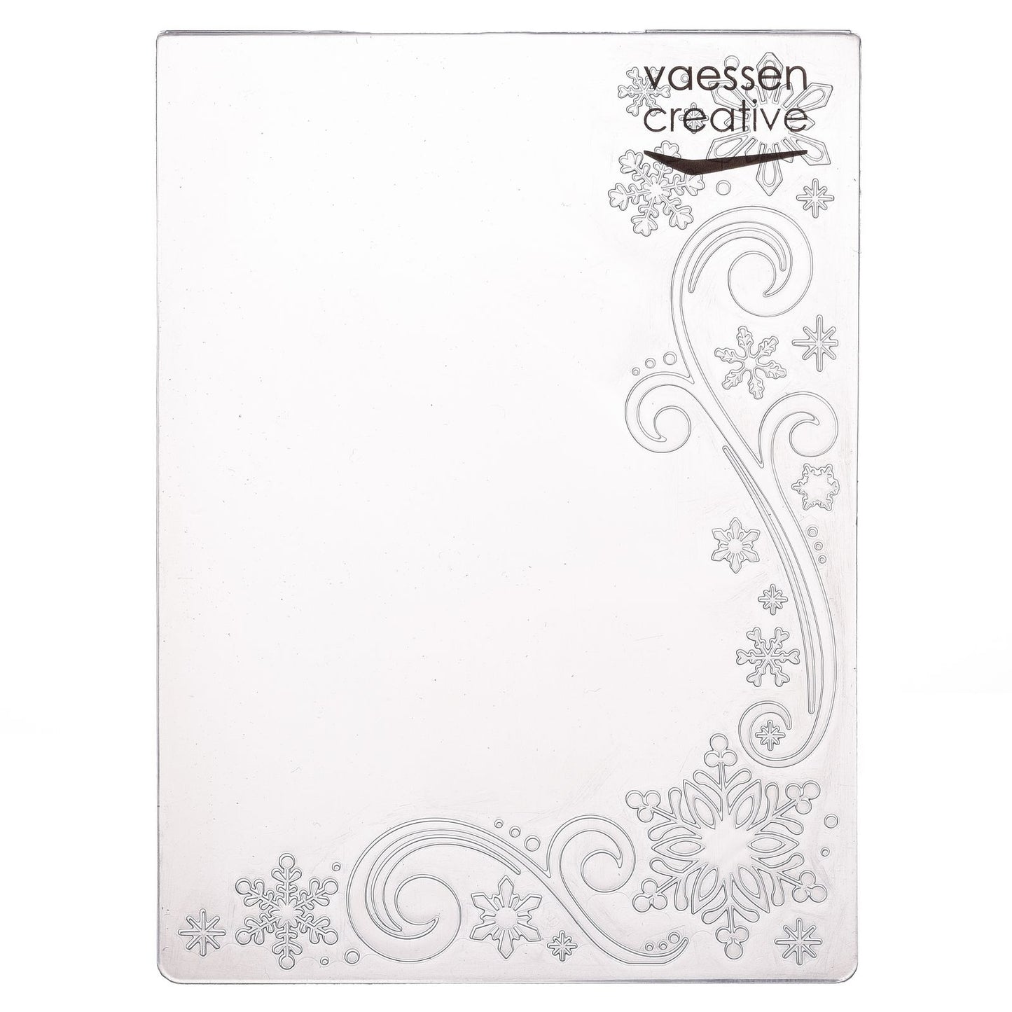 Vaessen creative • Carpeta de estampado de copos de nieve y rizos decorativos.