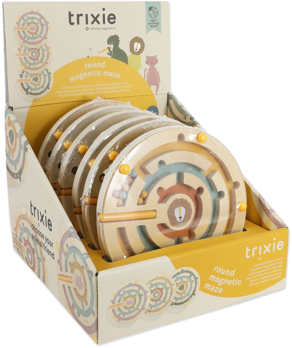 Trixie labirinto magnetico in legno - 6 pezzi rotondi.