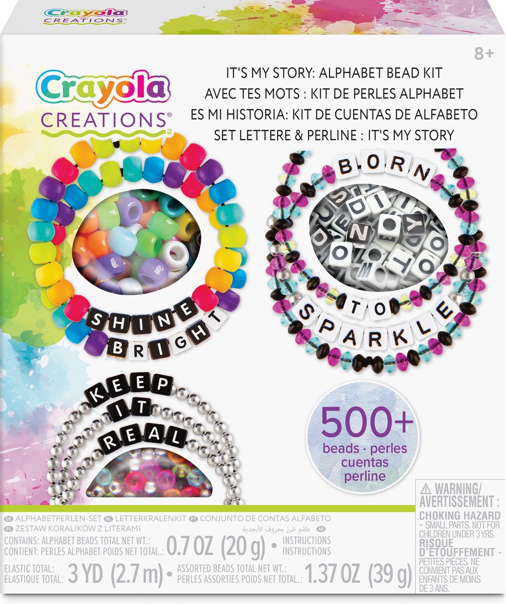 Crayola - creations - hobbypakket - set maak je eigen armbanden met alfabetkralen