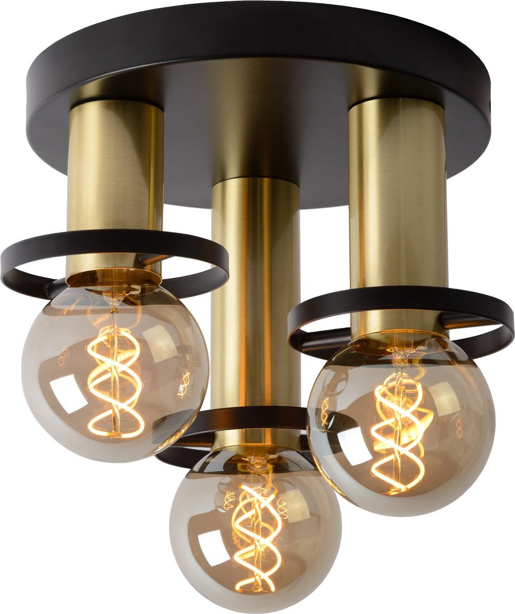 Lucide anaka - lampada da soffitto (lampada da soffitto) - ø 30 cm - 3xe27 - nero
