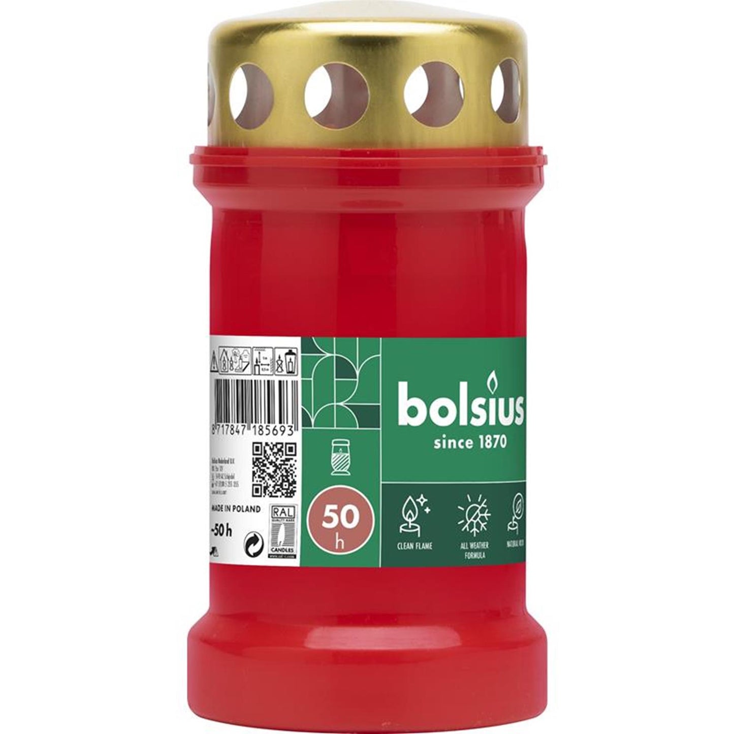 Bolsius conmemorativo rojo con tapa