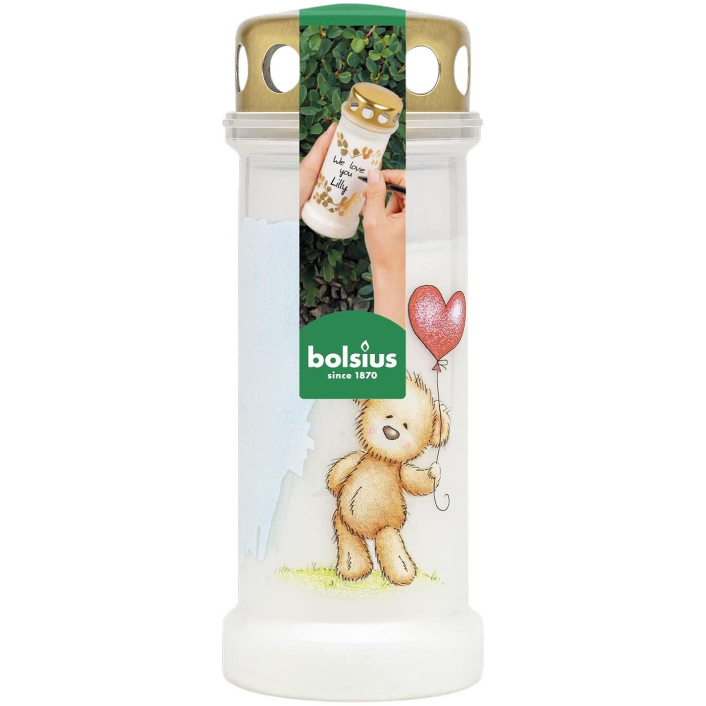 Lampada tombale Bolsius n. 6 orsetti di peluche bianchi