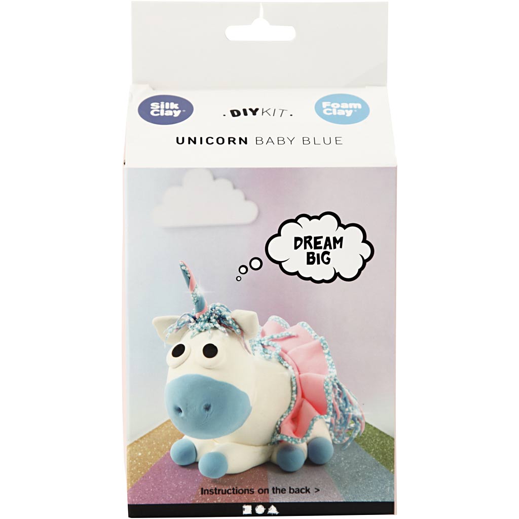 Amigos divertidos de arcilla de seda, unicornio, azul, 1 caja