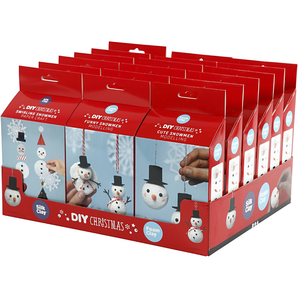 Pupazzi di neve carini e divertenti in Silk Clay, 18 set 1 scatola