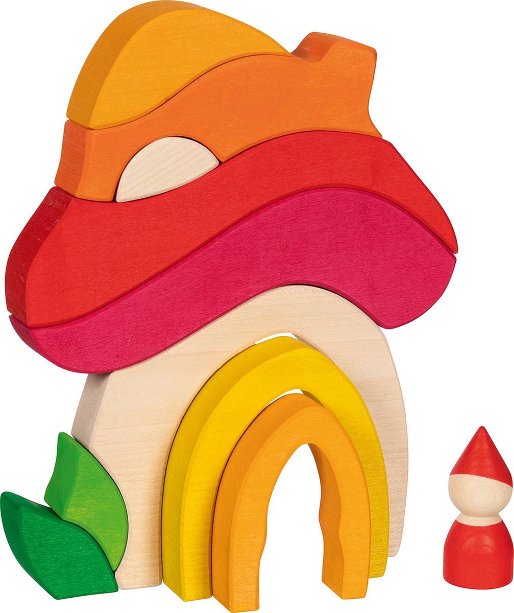 Mattoncini Goki - casa dei funghi - 11 parti - legno - 3 anni