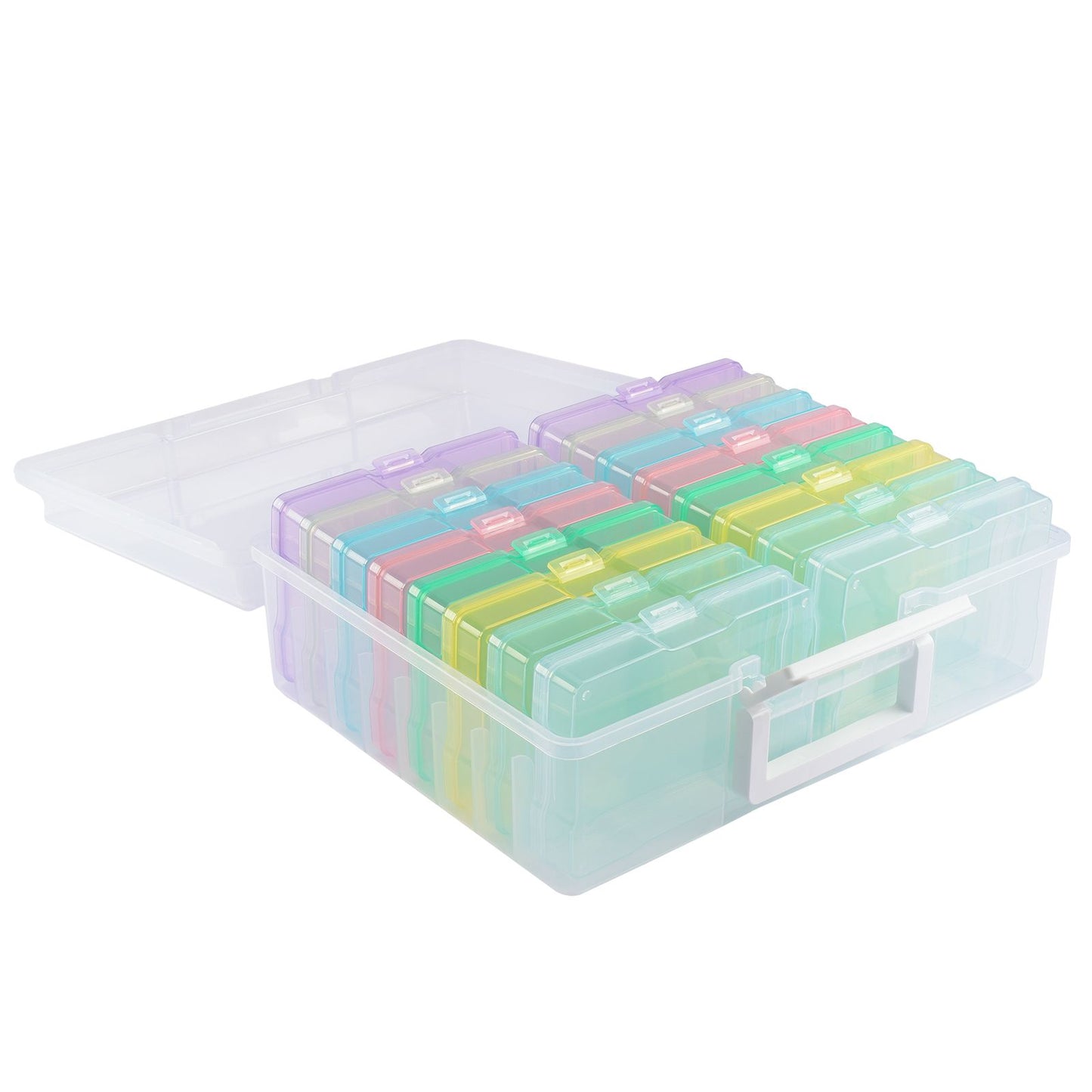 Vaessen creative • scatola portaoggetti con 16 cassette pastello